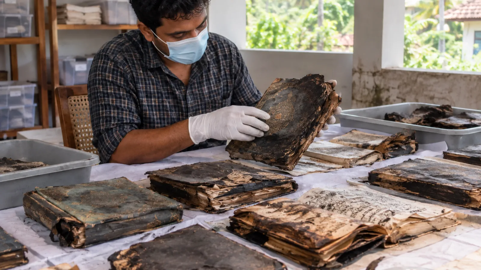 Batch A2 Picture 08 — Floodwater carrying damaged Mus’haf copies/pages